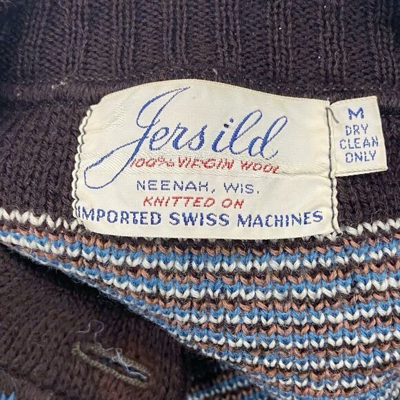 Vintage Jersild 100% Virgin Wool Sweater Cardigan Nordic/Fair Isle Print Medium - Picture 3 of 12